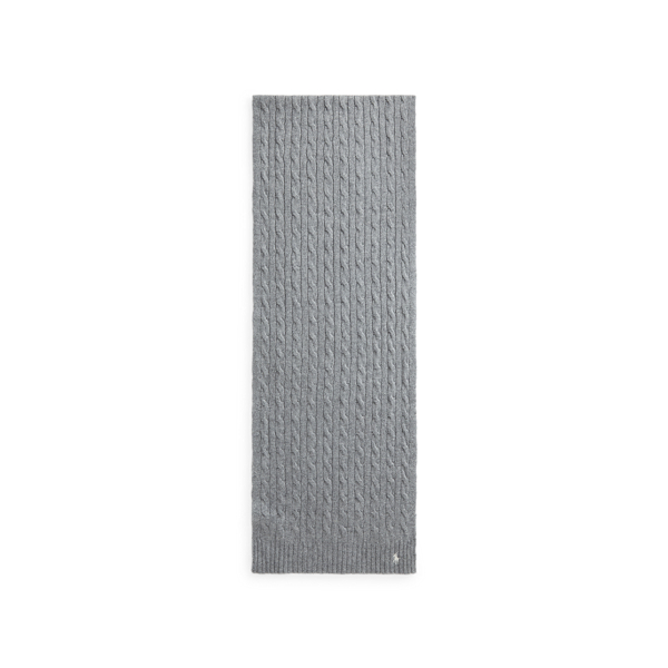 Grey Cable-Knit Wool-Cashmere Scarf Polo Ralph Lauren 2