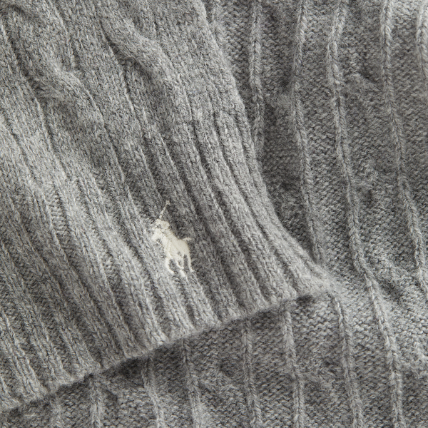 Grey Cable-Knit Wool-Cashmere Scarf Polo Ralph Lauren 3