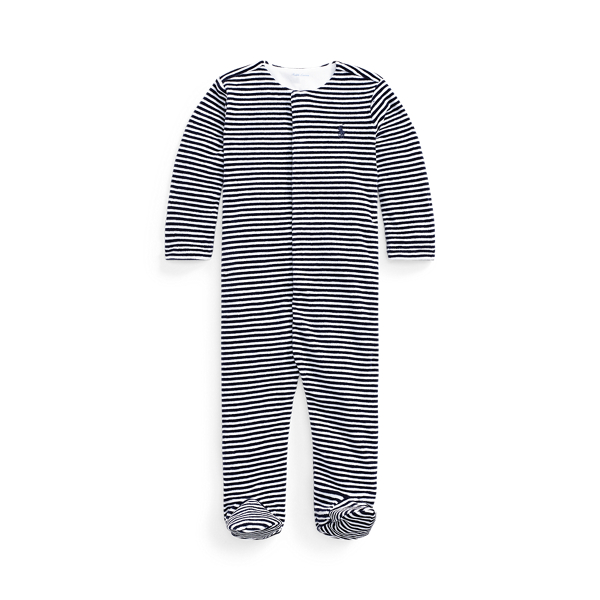 Striped Velour Footed Coverall Baby Boy 1