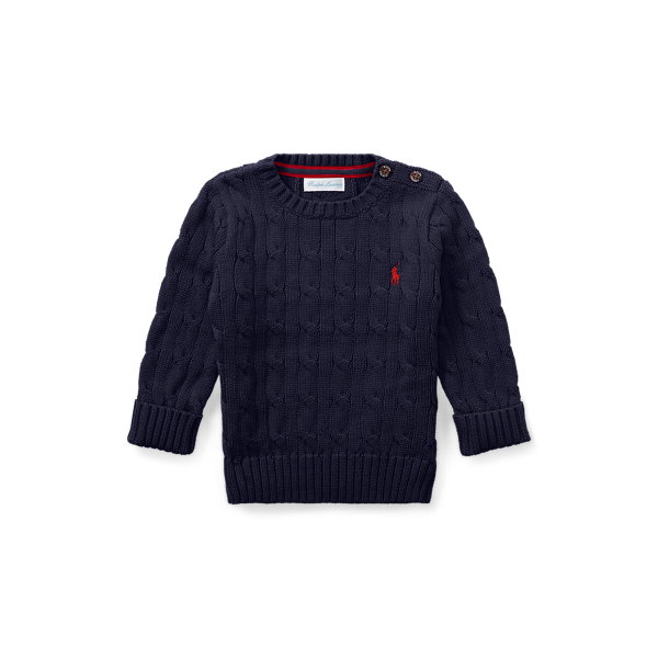 Baumwollpullover mit Zopfmuster Baby Boy in Navy 1