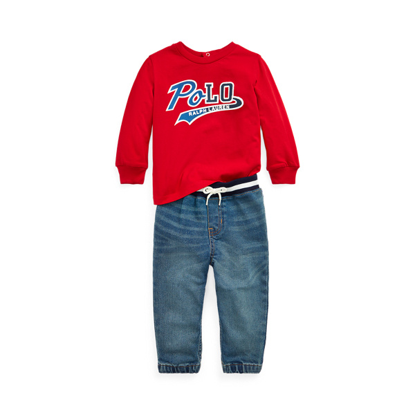 Graphic Tee &amp; Denim Trouser Set Baby Boy 1