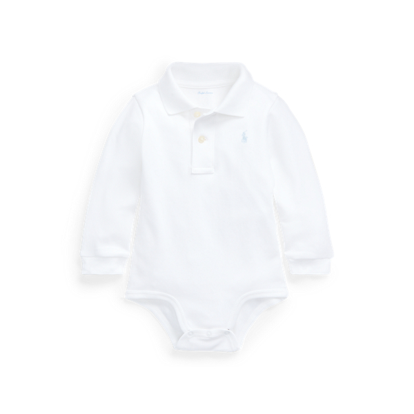 Soft Cotton Long-Sleeve Polo Bodysuit