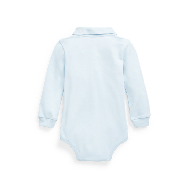 Beryl Blue Soft Cotton Long-Sleeve Polo Bodysuit Baby Boy 2