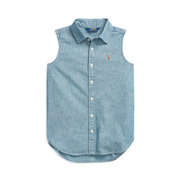 Chambray Sleeveless Shirt Girls 7-14 Years 1