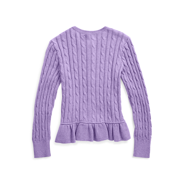 Safari Purple Heather Cable Cotton Peplum Cardigan Girls 7-16 2