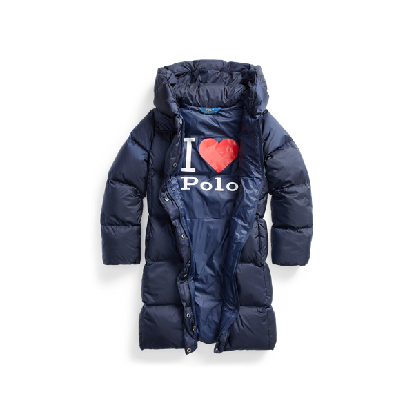 Refined Navy Quilted Hooded Down Coat Girls 7-16 3