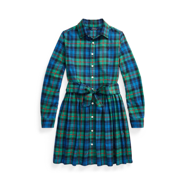 Ausgestelltes Kleid mit Karos GIRLS 7-14 YEARS in Grün-Blau 1