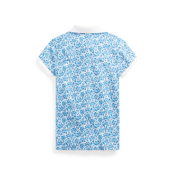 White Blue Multi Floral Stretch Mesh Polo GIRLS 7-14 YEARS 2