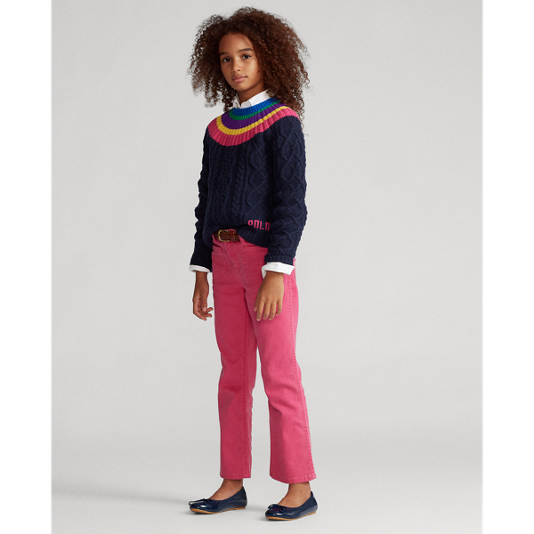 Navy Multi Aran-Knit Fun Jumper Girls 7-16 3