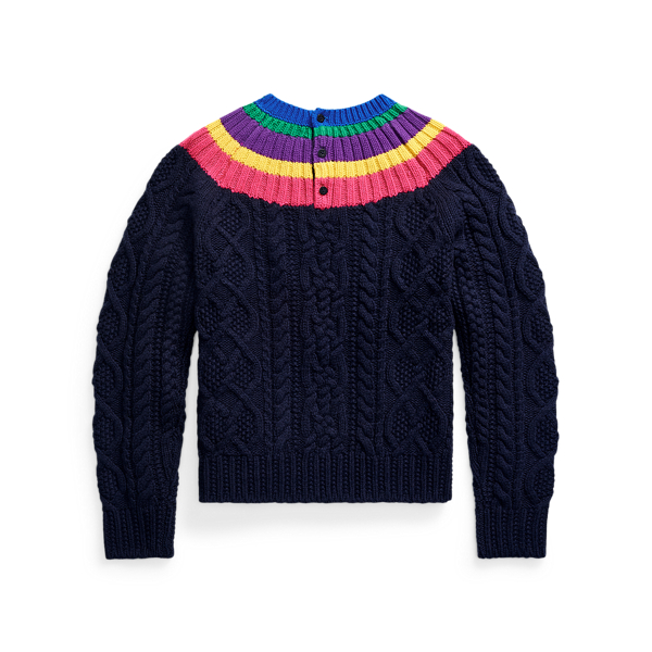 Navy Multi Aran-Knit Fun Jumper Girls 7-16 7