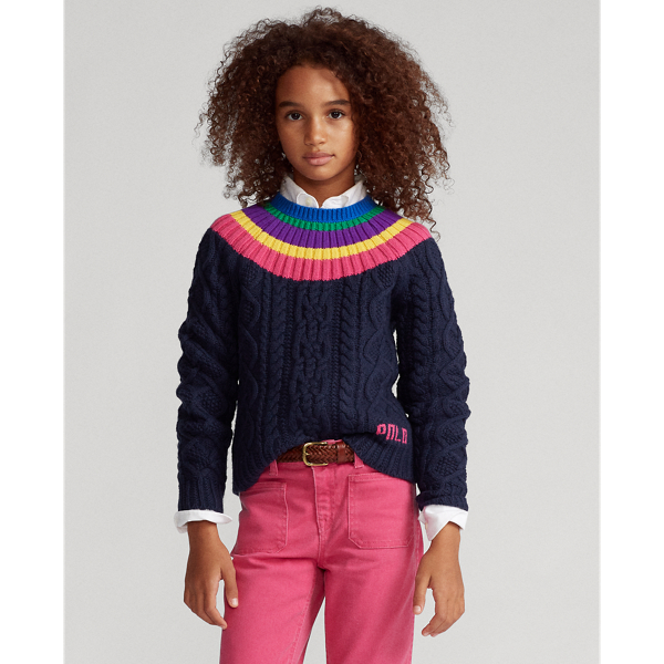 Navy Multi Aran-Knit Fun Jumper Girls 7-16 4