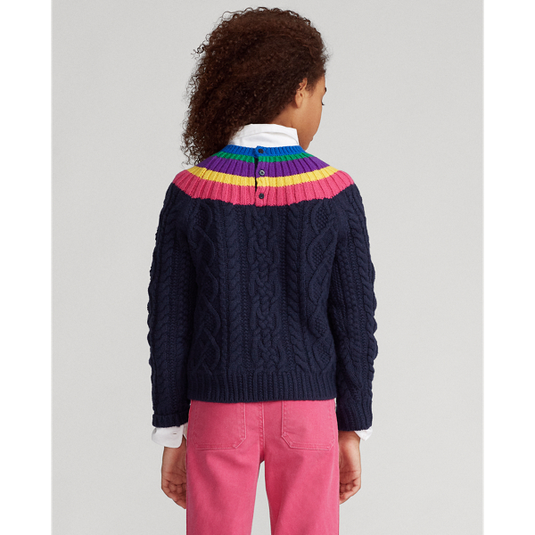 Navy Multi Aran-Knit Fun Jumper Girls 7-16 5
