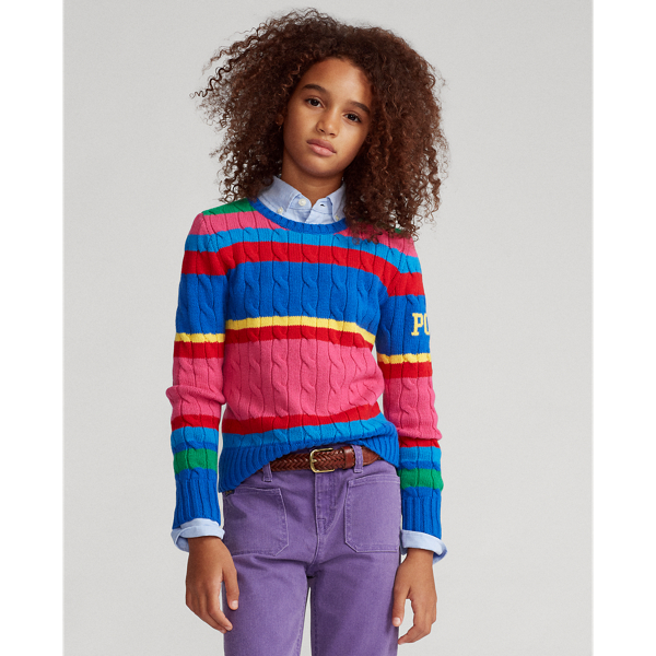 Pink Multi Striped Cable-Knit Jumper GIRLS 7-14 YEARS 4