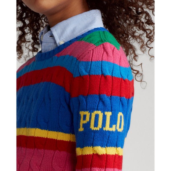 Pink Multi Striped Cable-Knit Jumper GIRLS 7-14 YEARS 6