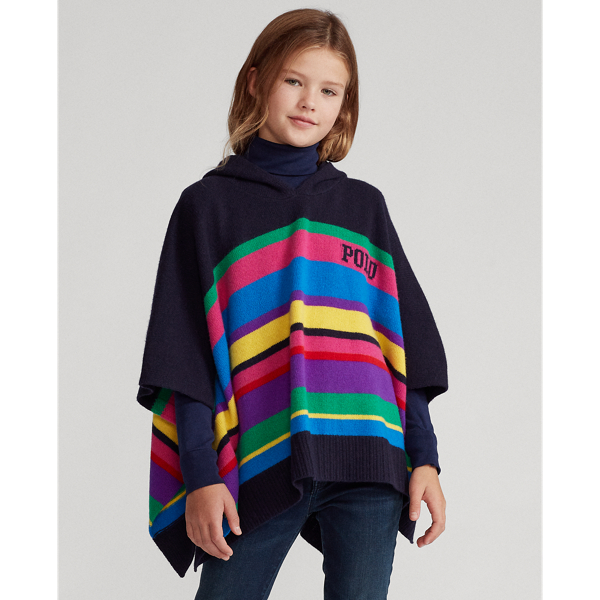 Rl Navy Stripe Striped Merino Wool Poncho GIRLS 7-14 YEARS 4