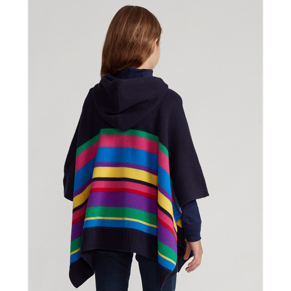 Rl Navy Stripe Striped Merino Wool Poncho GIRLS 7-14 YEARS 5