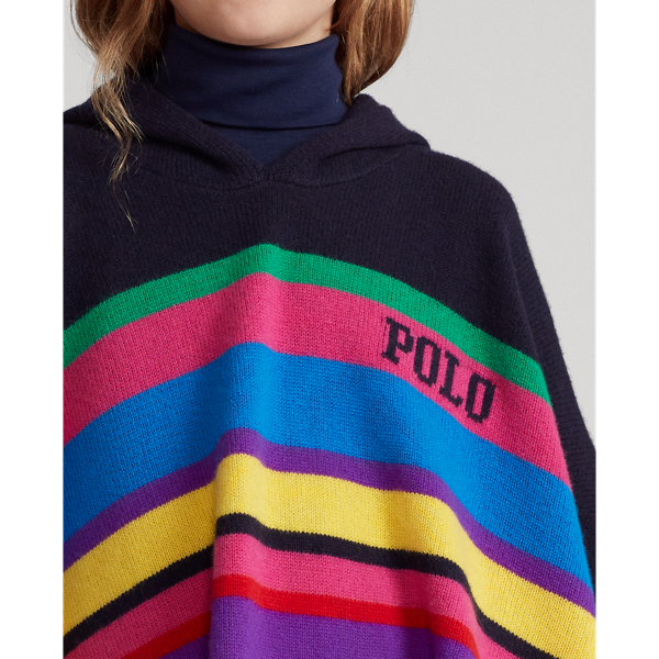Rl Navy Stripe Striped Merino Wool Poncho GIRLS 7-14 YEARS 6