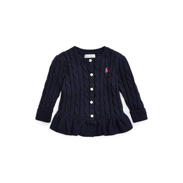 Cable Cotton Peplum Cardigan