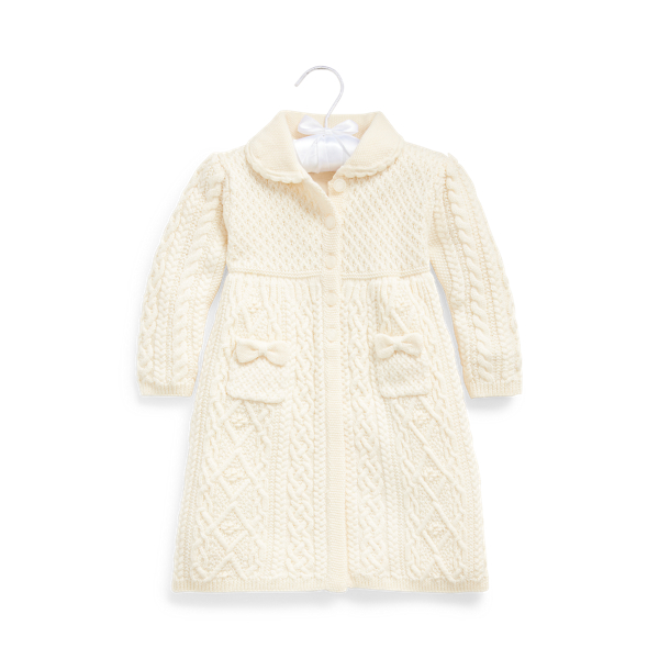 Aran-Knit Wool Jumper Coat Baby Girl 1