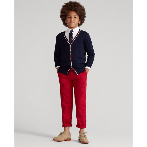 RL Navy Cotton V-Neck Cardigan Boys 8-20 3