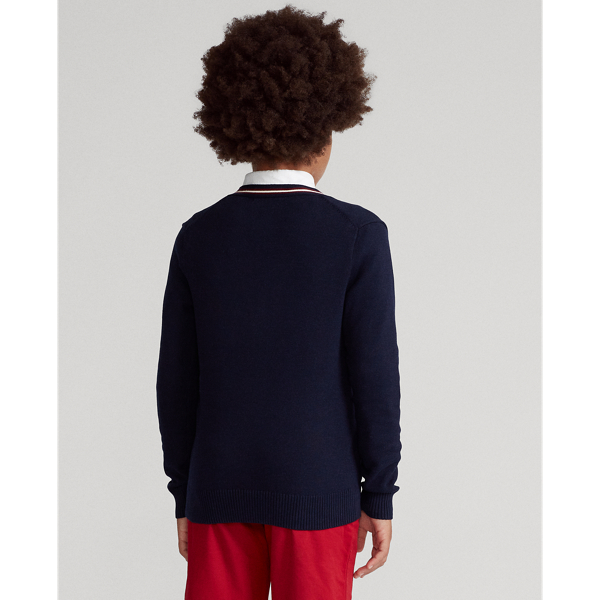 RL Navy Cotton V-Neck Cardigan Boys 8-20 5