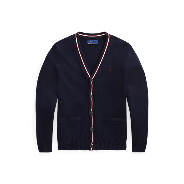 RL Navy Cotton V-Neck Cardigan Boys 8-20 2