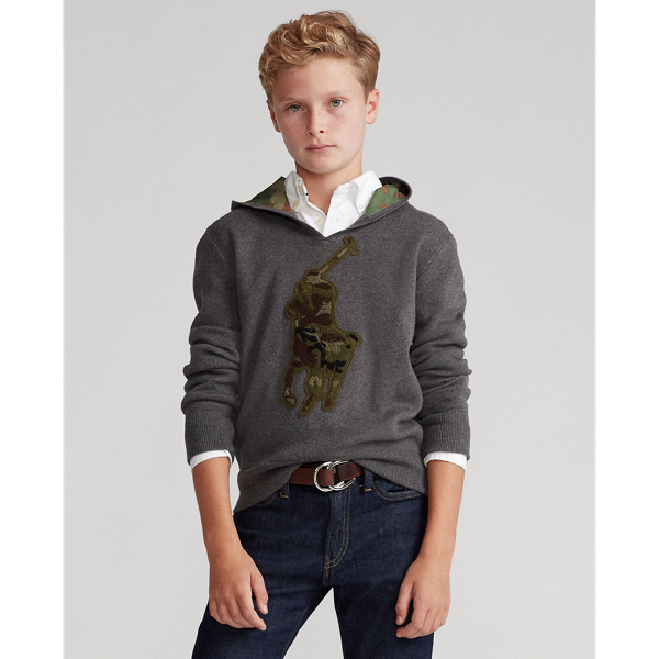 Boulder Grey Big Pony Cotton Hooded Sweater Boys 8-20 4