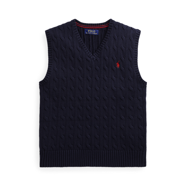 Cable-Knit Cotton Sweater Vest Boys 8-20 1