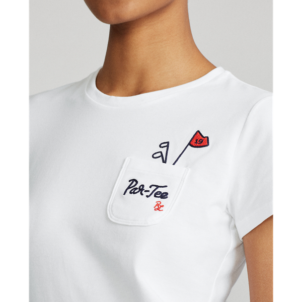 Embroidered Crewneck Tee Ralph Lauren Golf in Ceramic White Multi 5
