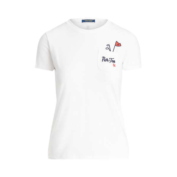 Embroidered Crewneck Tee Ralph Lauren Golf in Ceramic White Multi 2