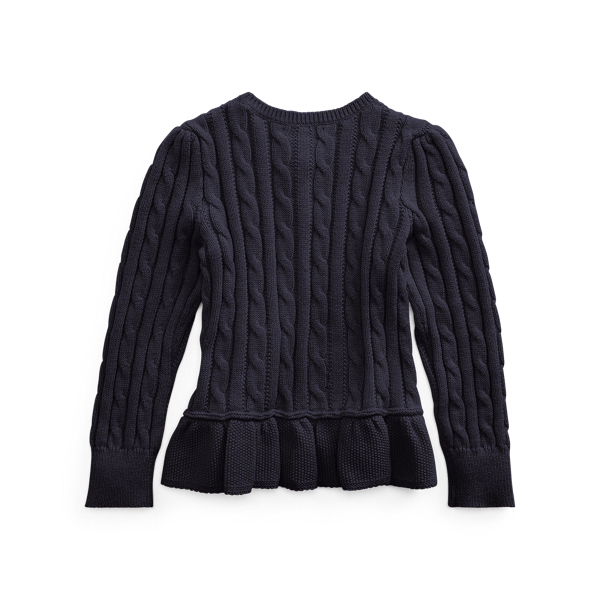 Navy Cable Cotton Peplum Cardigan Girls 1.5-6.5 Years 2