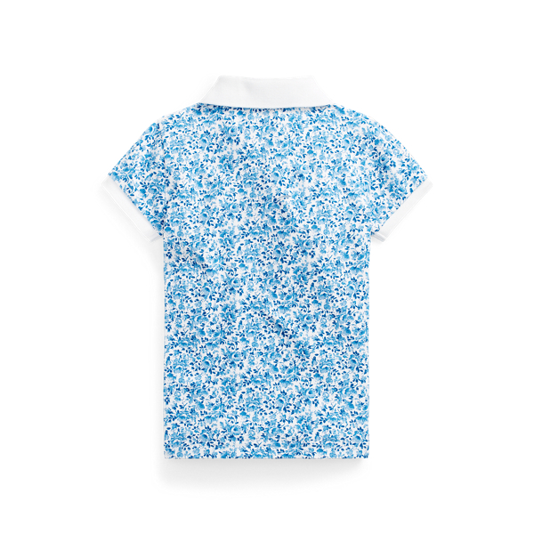 White Blue Multi Floral Stretch Mesh Polo Girls 1.5-6.5 Years 2
