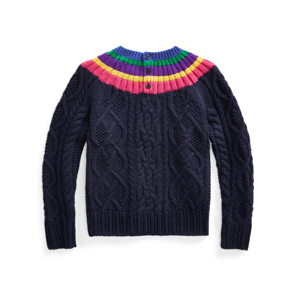 Navy Multi Aran-Knit Fun Jumper Girls 1.5-6.5 Years 2
