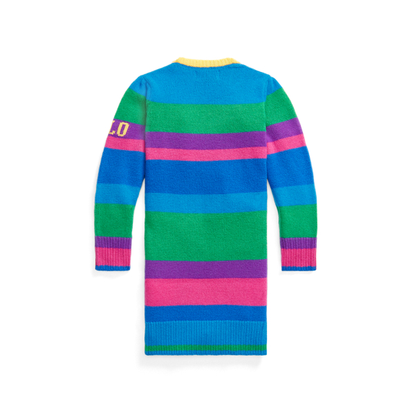 Green Multi Striped Wool Jumper Dress Girls 1.5-6.5 Years 2