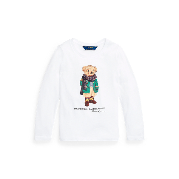 Polo Bear Long Sleeve Cotton T shirt for Girls Ralph Lauren UK