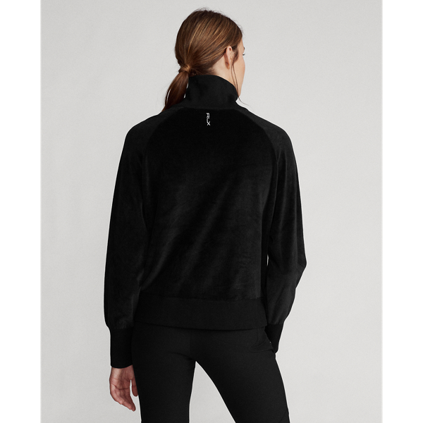 Black Velour Quarter-Zip Pullover RLX 5