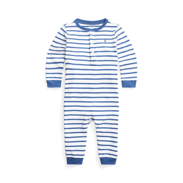 Striped Cotton Henley Coverall Baby Boy 1