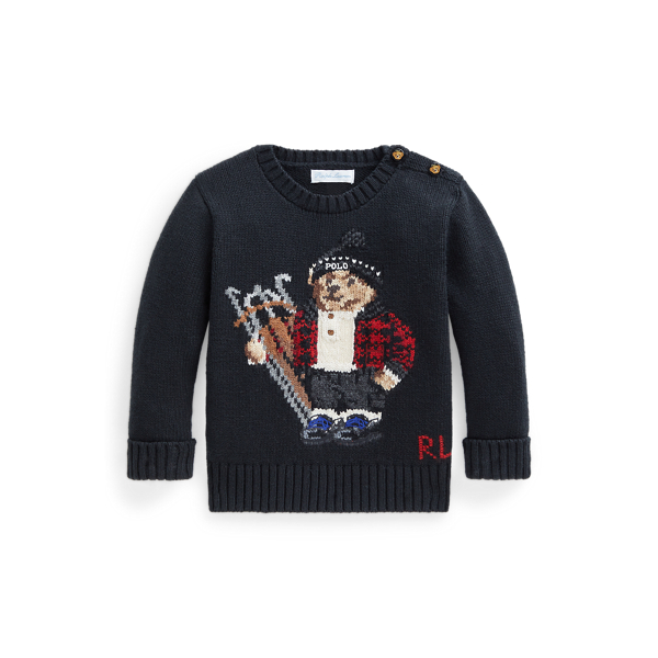 Sled Bear Cotton Wool Jumper for Baby Boy Ralph Lauren UK