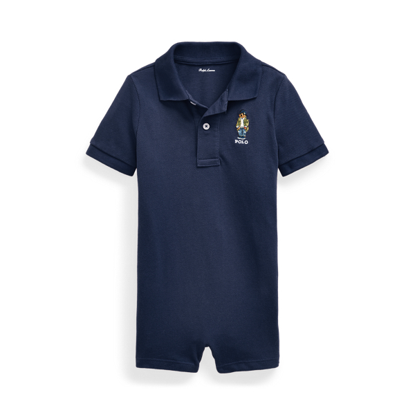 Polo Bear Cotton Mesh Polo Shortall Baby Boy em 1