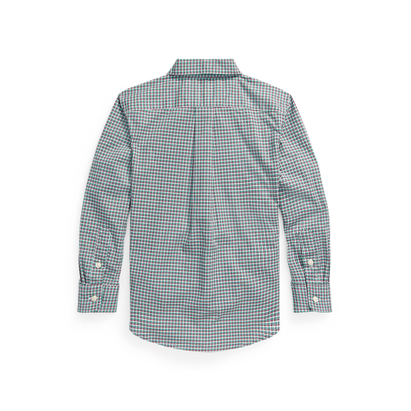 Green/Wine Plaid Cotton Poplin Shirt Boys 2-7 2