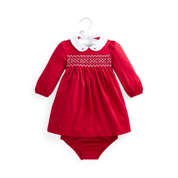Smocked Interlock Dress &amp; Bloomer Baby Girl 1