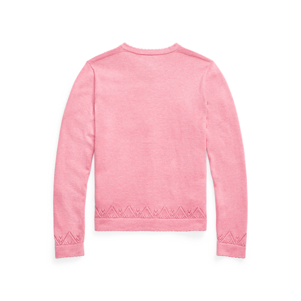 Preppy Pink Heather Embroidered Cotton Cardigan Girls 7-14 Years 2