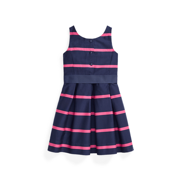 Refined Navy Multi Striped Cotton Sateen Dress Girls 1.5-6.5 Years 2