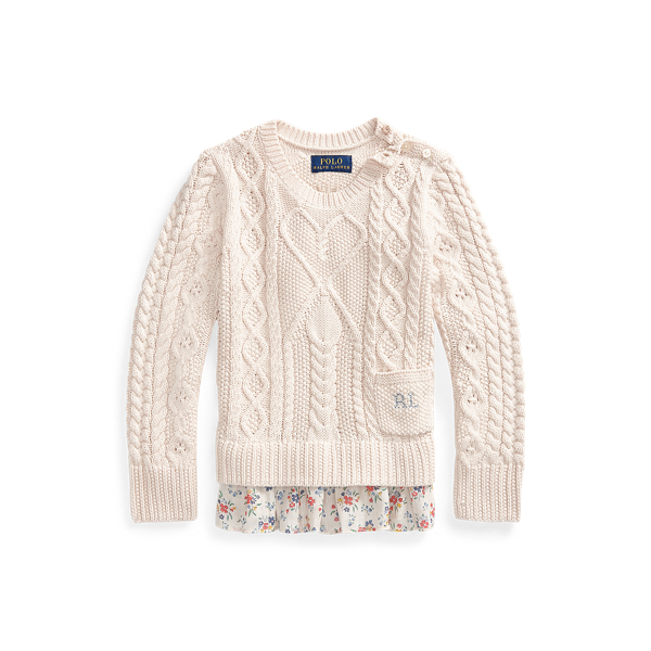Floral-Hem Aran-Knit Jumper GIRLS 1.5-6.5 YEARS 1