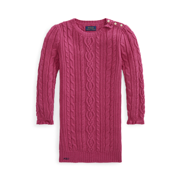 Aran-Knit Cotton Jumper Dress Girls 1.5-6.5 Years 1
