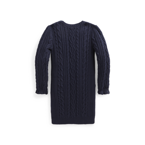 Navy Aran-Knit Cotton Jumper Dress Girls 2-6x 2