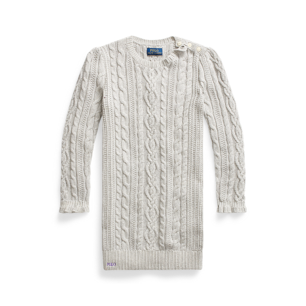 Aran-Knit Cotton Jumper Dress Girls 1.5-6.5 Years 1