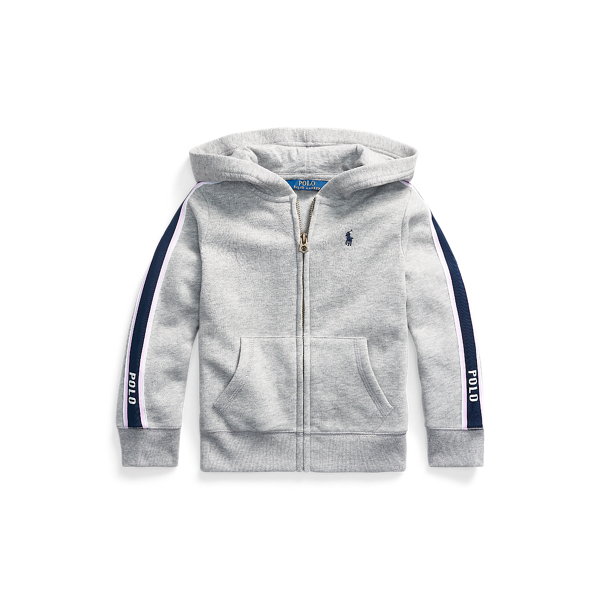 Gestreepte fleece hoodie met volledige rits