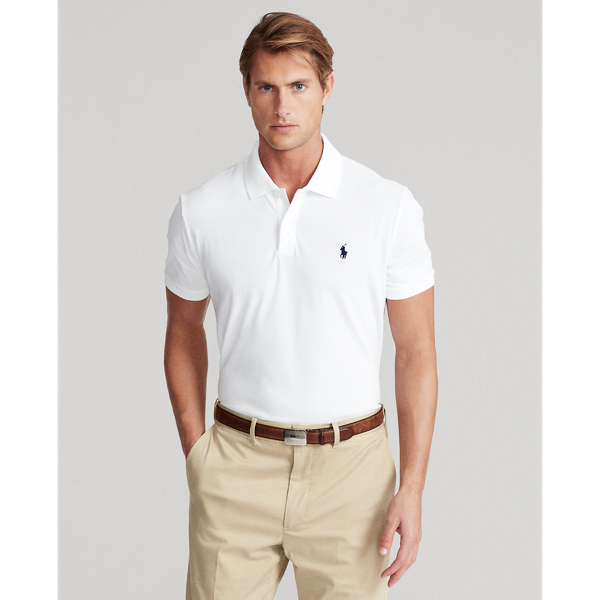 White Custom Slim Fit Stretch Mesh Polo Shirt Polo Golf 1
