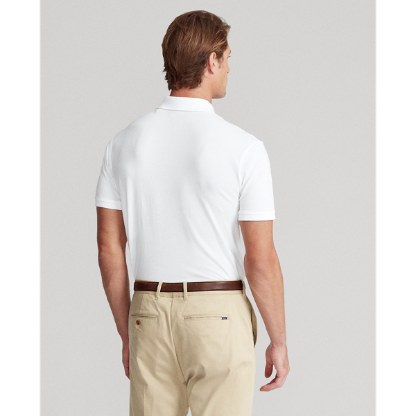 White Custom Slim Fit Stretch Mesh Polo Shirt Polo Golf 5